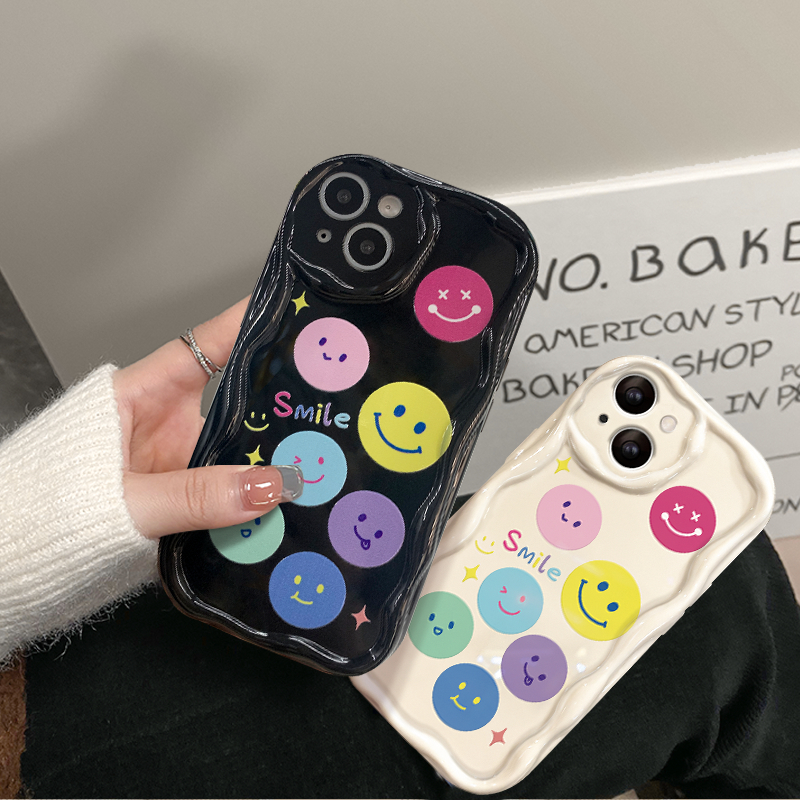 Ốp Điện Thoại In Hình Mặt Cười Nhiều Màu Sắc Cho iPhone X XR XsMax 6s 6P 7 8Plus SE 11 12mini 13Pro 14ProMax