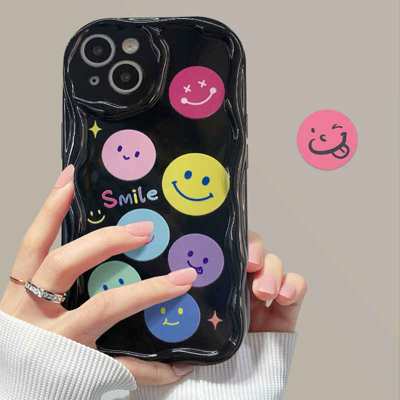 Ốp Điện Thoại In Hình Mặt Cười Nhiều Màu Sắc Cho iPhone X XR XsMax 6s 6P 7 8Plus SE 11 12mini 13Pro 14ProMax