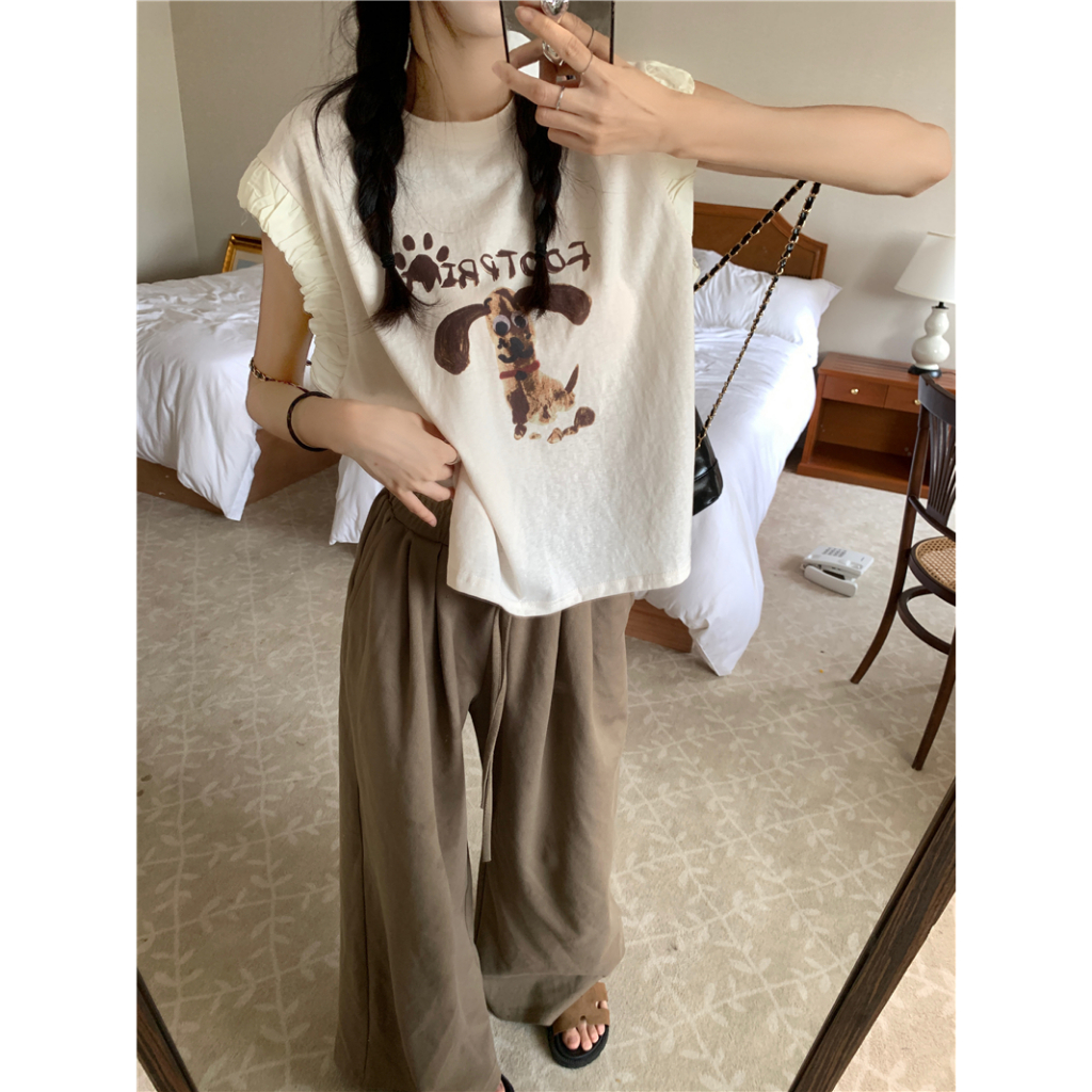 NUZIRO Áo Tank Top Sát Nách Dáng Rộng In Họa Tiết Hoạt Hình Phong Cách Hàn Quốc Cổ Điển Thời Trang Cho Nữ