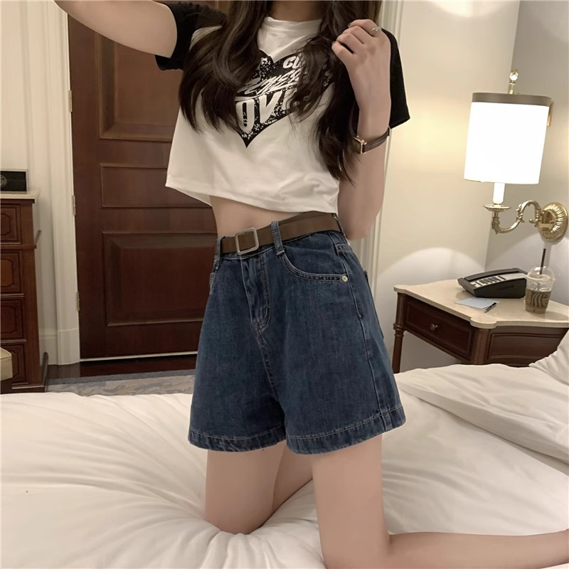 Xiaozhainv Quần Short jeans Lưng Cao Thời Trang Hàn Quốc Cho Nữ