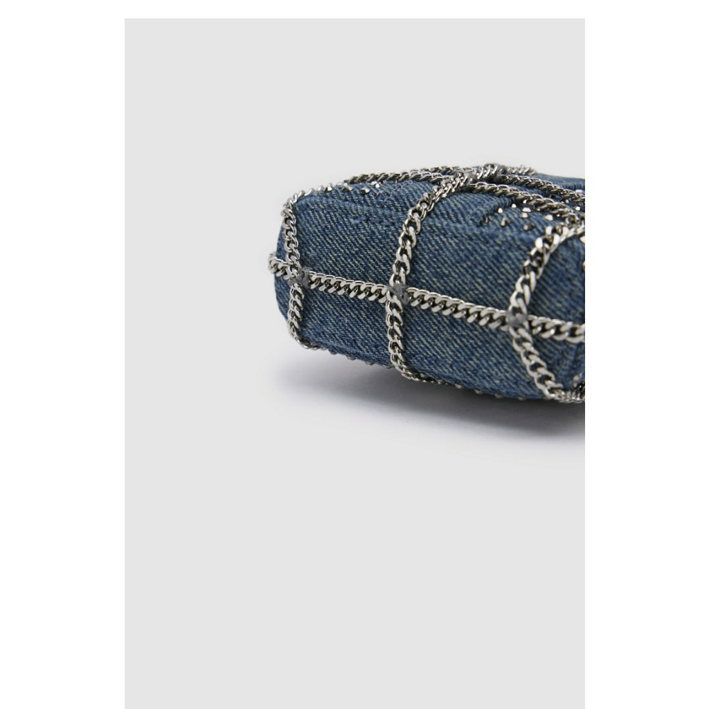 Túi Đeo Chéo Một Bên Vai Mini Bằng Vải Denim Đính Kim Cương Thời Trang Phong Cách Mới 2023 Dành Cho Bạn Nữ