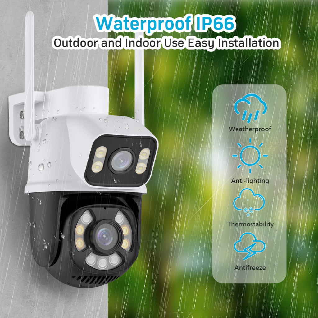 LLSEE, camera icsee 2 mắt ngoài trời, zoom 5X, camera wifi không dây 360 độ xoay, 8MP, 4K, tầm nhìn ban đêm đầy màu sắc, cuộc gọi hai chiều, theo dõi tự động