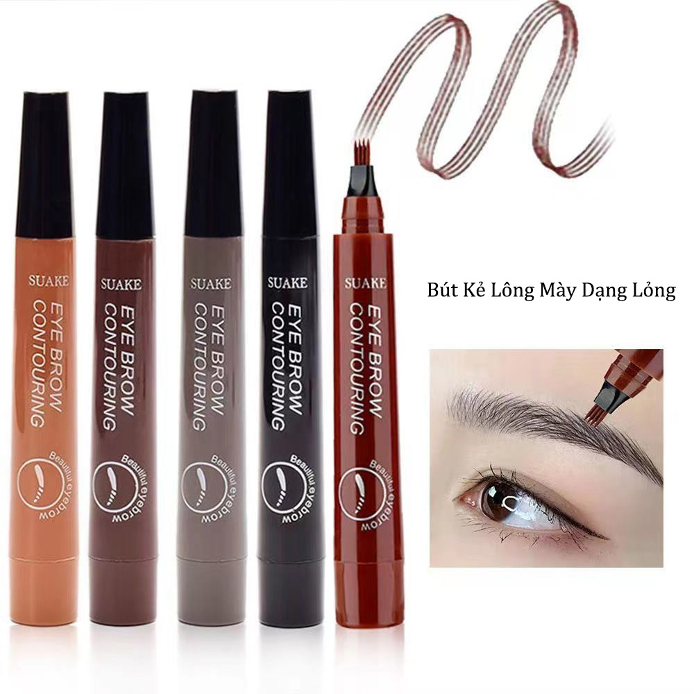 Bút Kẻ Lông Mày Dạng Lỏng Thiết Kế 4 Đầu Chống Thấm Nước Lâu Trôi Sxy264
