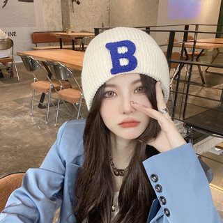 Mũ trùm đầu len phong cách hip hop Hàn Quốc họa tiết chữ B cá tính
