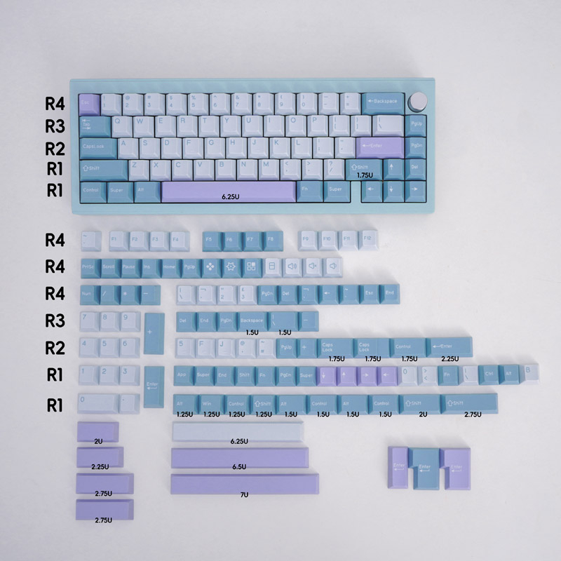 Gmk Bộ Bàn Phím Cơ 64 / 68 / 87 Hai Màu Họa Tiết Hoàng Hôn Mộng Mơ 166 Phím