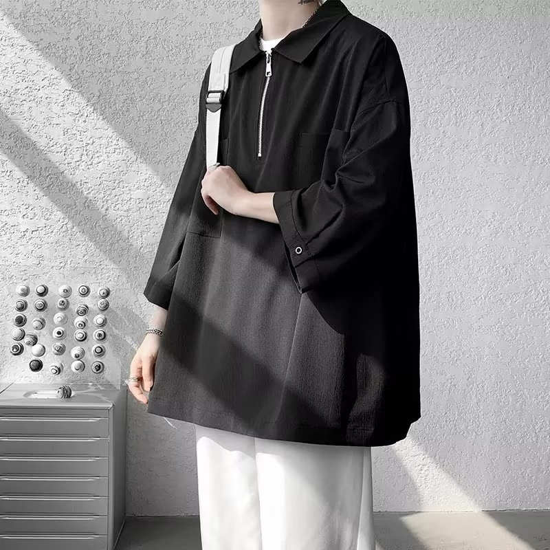 Áo Thun Polo Nam Ngắn Tay Phối Khóa Kéo Đơn Giản Theo Phong Cách Hàn Quốc Dành Cho áo polo nam áo thun polo nam áo polo nam form rộng áo polo nam cao cấp