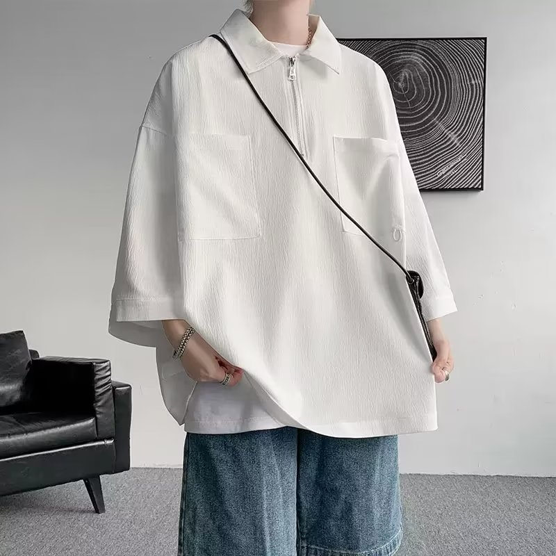 Áo Thun Polo Nam Ngắn Tay Phối Khóa Kéo Đơn Giản Theo Phong Cách Hàn Quốc Dành Cho áo polo nam áo thun polo nam áo polo nam form rộng áo polo nam cao cấp