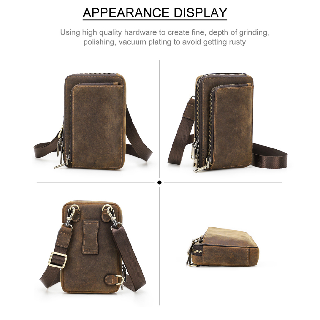 Túi Đeo Hông Bằng Da Ngựa Phong Cách Vintage Thời Trang Cho Nam