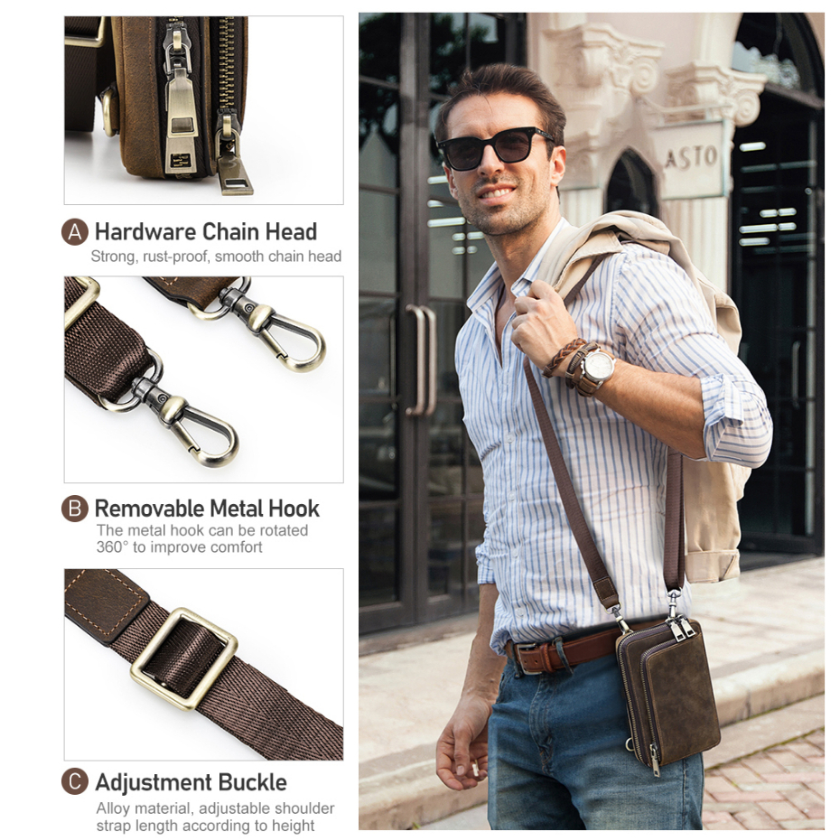 Túi Đeo Hông Bằng Da Ngựa Phong Cách Vintage Thời Trang Cho Nam