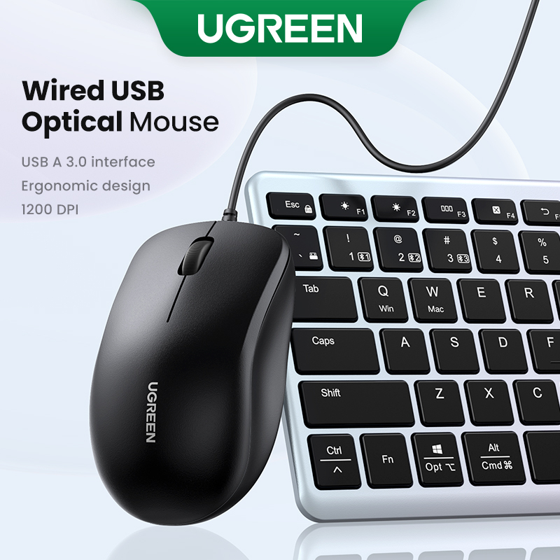 Chuột quang có dây Ugreen 1.5m USB 3.0 1200DPI thích hợp cho PC/ Mac/ Linux/ laptop