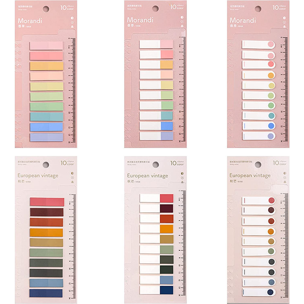 Set 200 Thước Dán Ghi Chú Dạng Dính Màu Sắc Ngọt Ngào