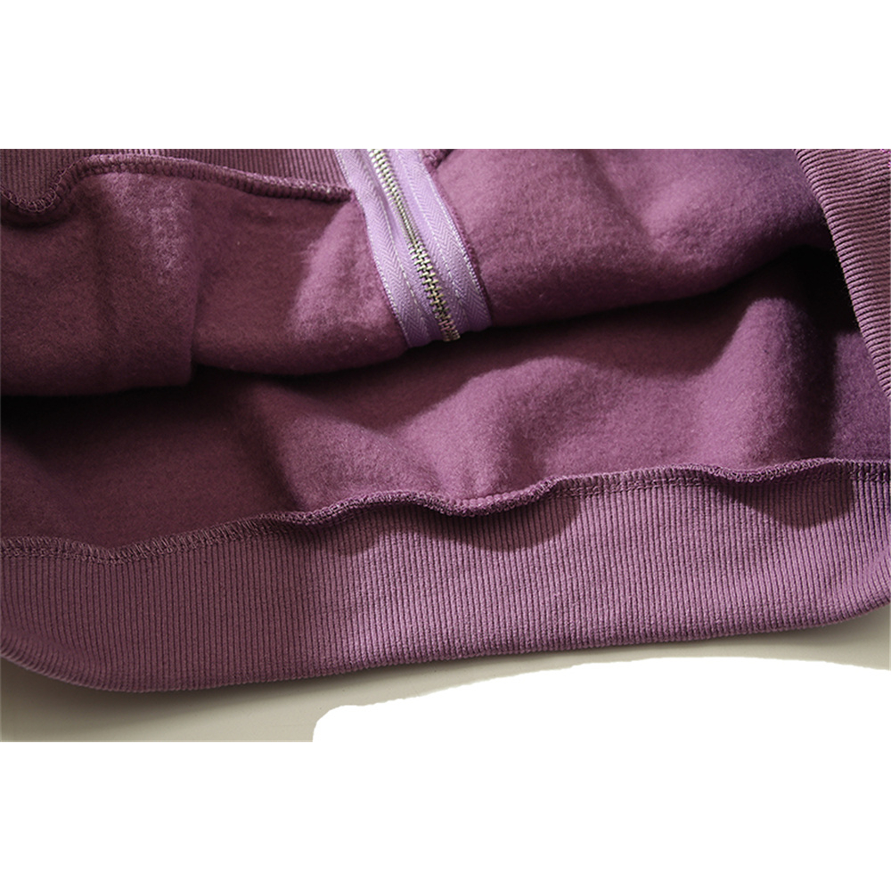 Áo Khoác Cardigan Có Nón Bằng Nỉ Thêu Chữ Màu Đen / Tím Thời Trang Mùa Thu Cho Nam Và Nữ