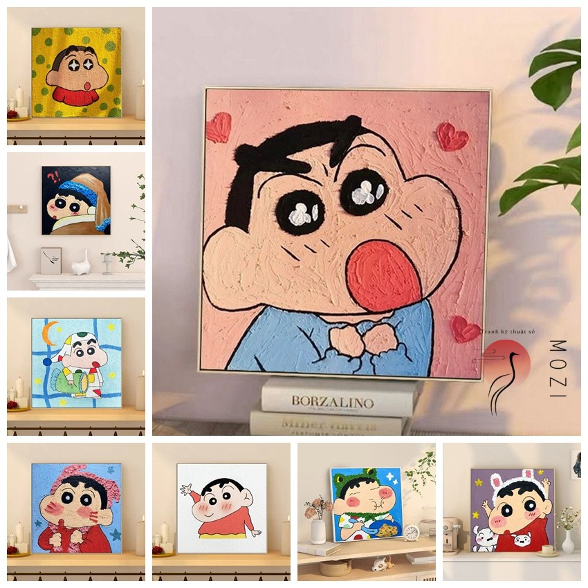 MOZI ✨tranh tô màu theo số 20*20cm tranh số hoá anime tranh tô màu theo số Tranh Sơn Dầu Acrylic Hìn