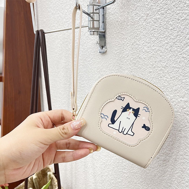 Ví đựng tiền xu mini PIERRE LOUES họa tiết mèo hoạt hình dễ thương dễ sử dụng