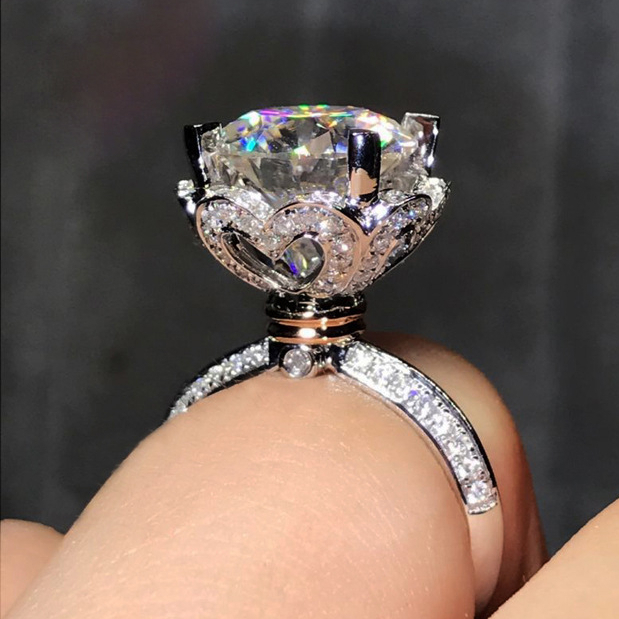 Kim Cương Nhân Tạo Moissanite （6.5mm）s925 nhẫn bạc nguyên chất nữ sáu vuốt Kim cương cô dâu cưới trang trí thời trang trang trí thời trang mới cao cấp quà tặng bạn gái sinh nhật valentine