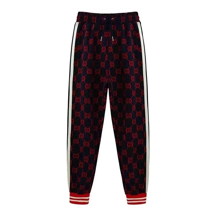 Quần Thể Thao Cotton Dệt Kim G Kép Màu Đỏ Đen Tùy Chỉnh Phong Cách Thu Đông Mới Nhất Cho Nam