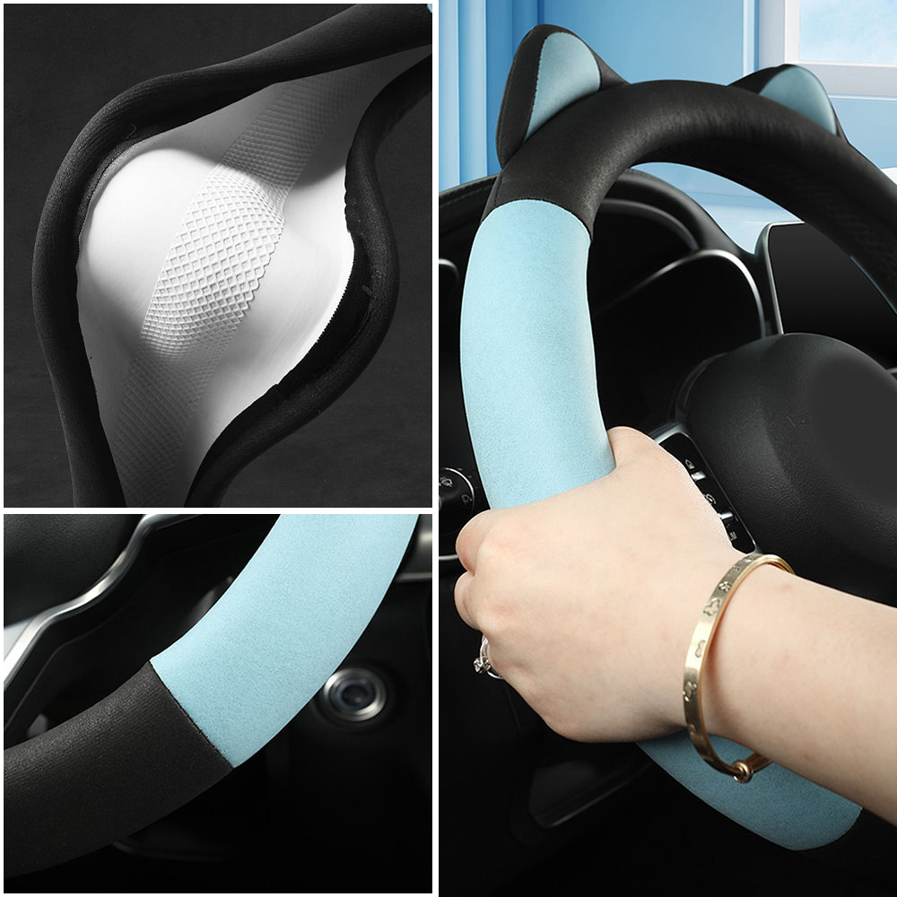 SuperAuto Bọc Vô Lăng Xe Hơi Bọc Vô Lăng Xe Hơi Bằng Da 38cm Vỏ Bọc Vô Lăng Xe Hơi