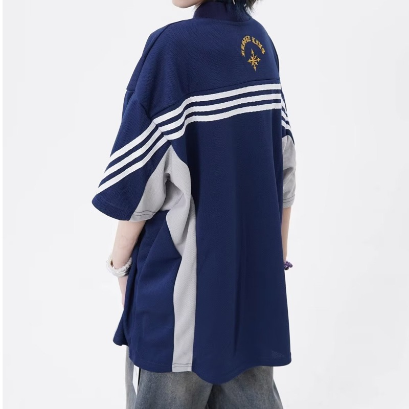 Áo Thun T-shirt Tay Ngắn Cổ Chữ V Thêu Hình Thời Trang Phong Cách Đường Phố Mới 2023 Dành Cho Nam Nữ