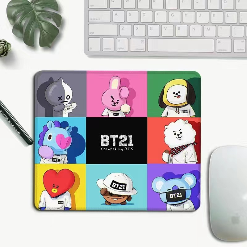 Tấm Lót Chuột Và Bàn Phím Chống Trượt In Hình BT21 Hoạt Hình Dễ Thương