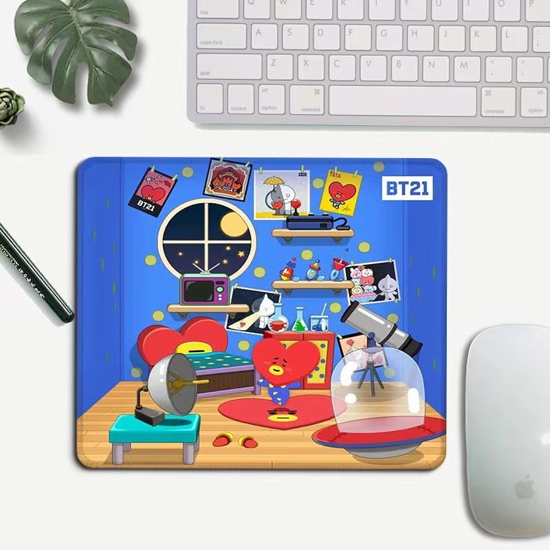 Tấm Lót Chuột Và Bàn Phím Chống Trượt In Hình BT21 Hoạt Hình Dễ Thương