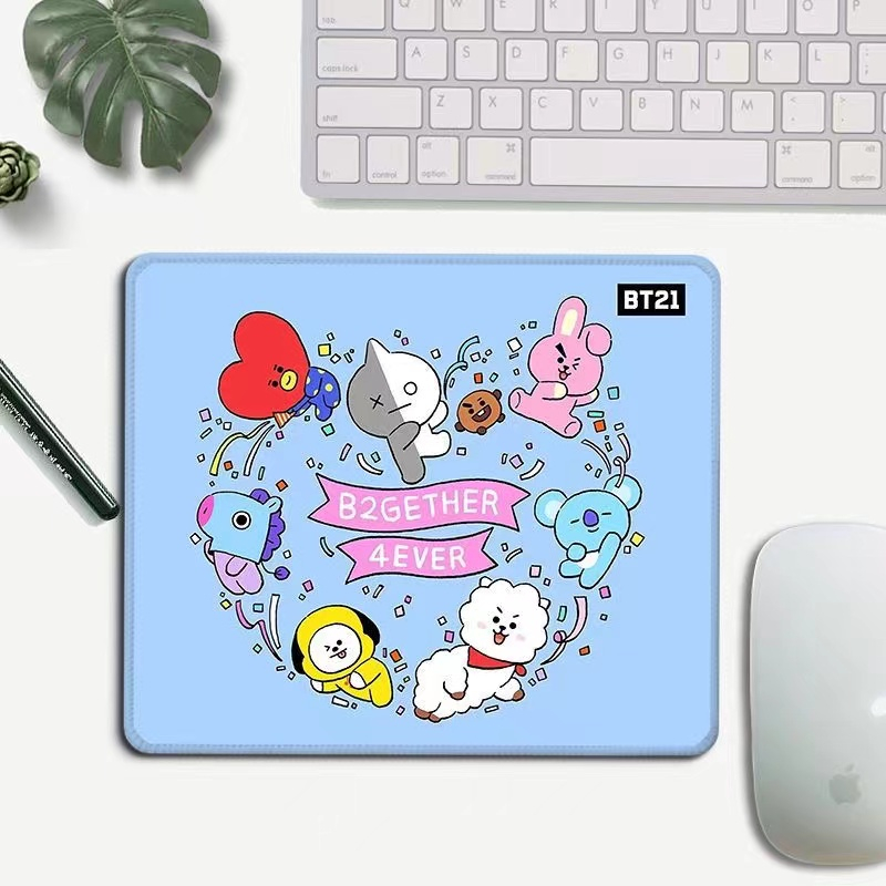 Tấm Lót Chuột Và Bàn Phím Chống Trượt In Hình BT21 Hoạt Hình Dễ Thương