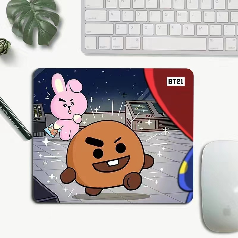 Tấm Lót Chuột Và Bàn Phím Chống Trượt In Hình BT21 Hoạt Hình Dễ Thương