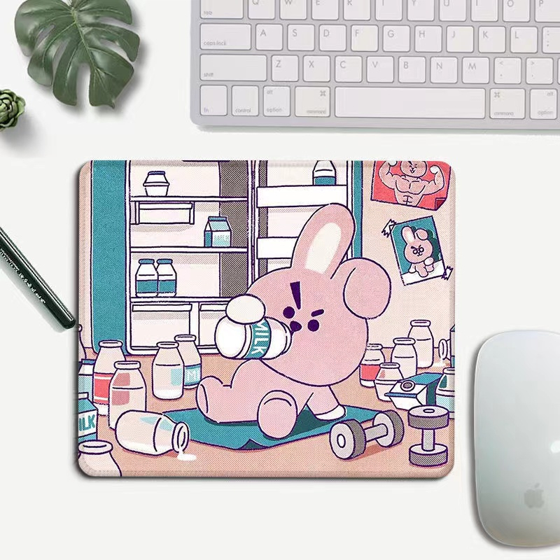Tấm Lót Chuột Và Bàn Phím Chống Trượt In Hình BT21 Hoạt Hình Dễ Thương