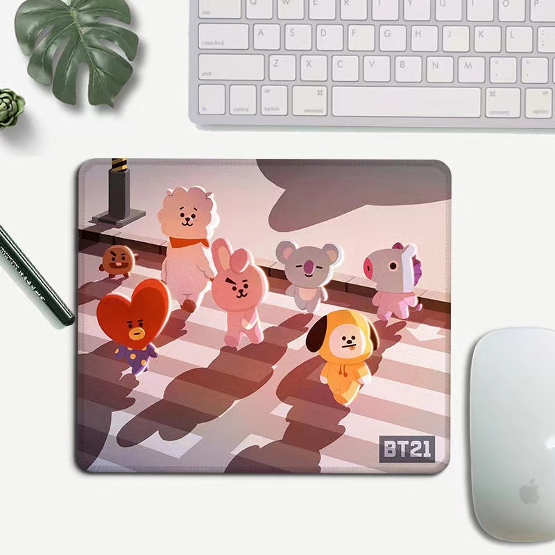 Tấm Lót Chuột Và Bàn Phím Chống Trượt In Hình BT21 Hoạt Hình Dễ Thương