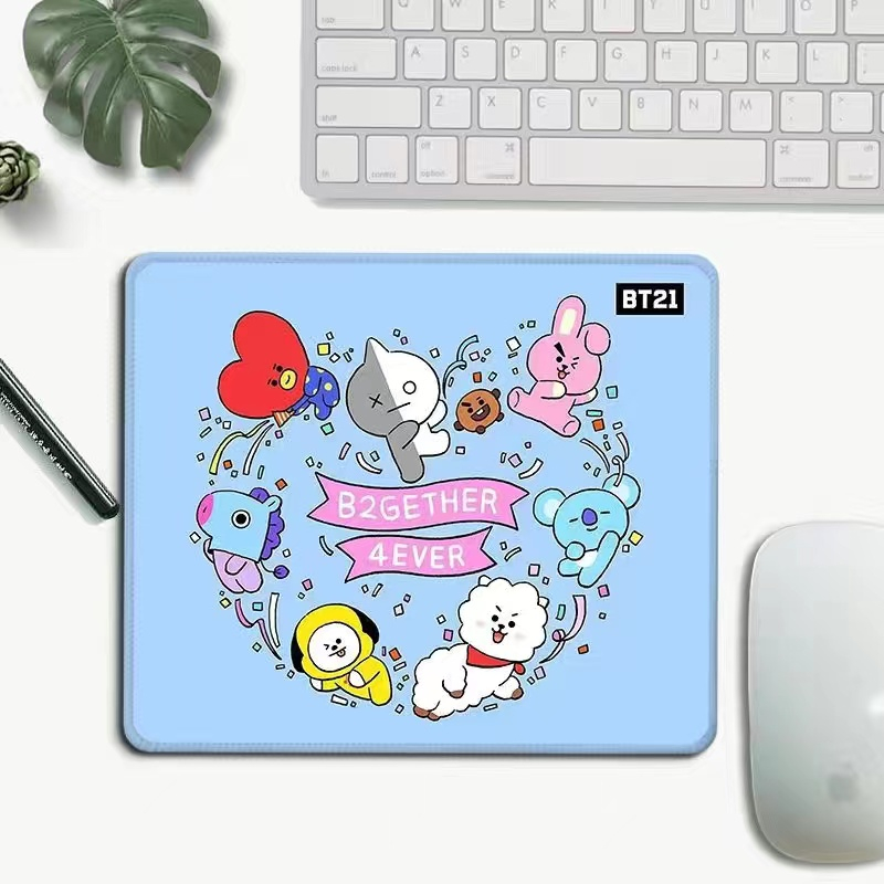 Tấm Lót Chuột Và Bàn Phím Chống Trượt In Hình BT21 Hoạt Hình Dễ Thương
