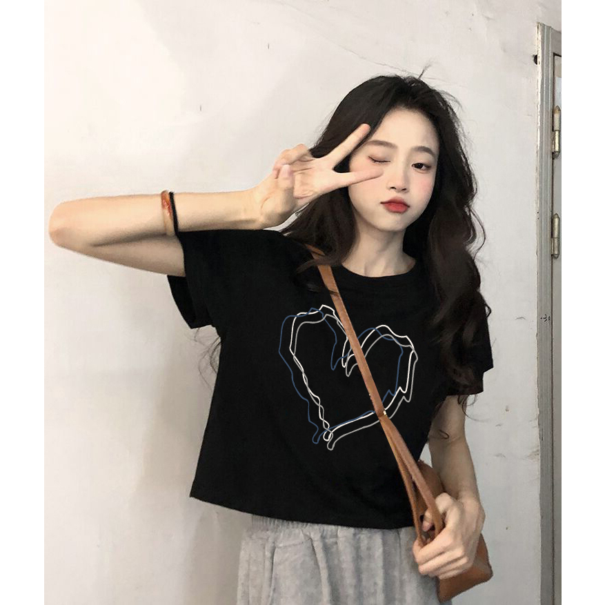 Xiaozhainv Áo Thun Croptop Cotton Tay Ngắn Dáng Rộng Thời Trang Mùa Hè Cho Nữ