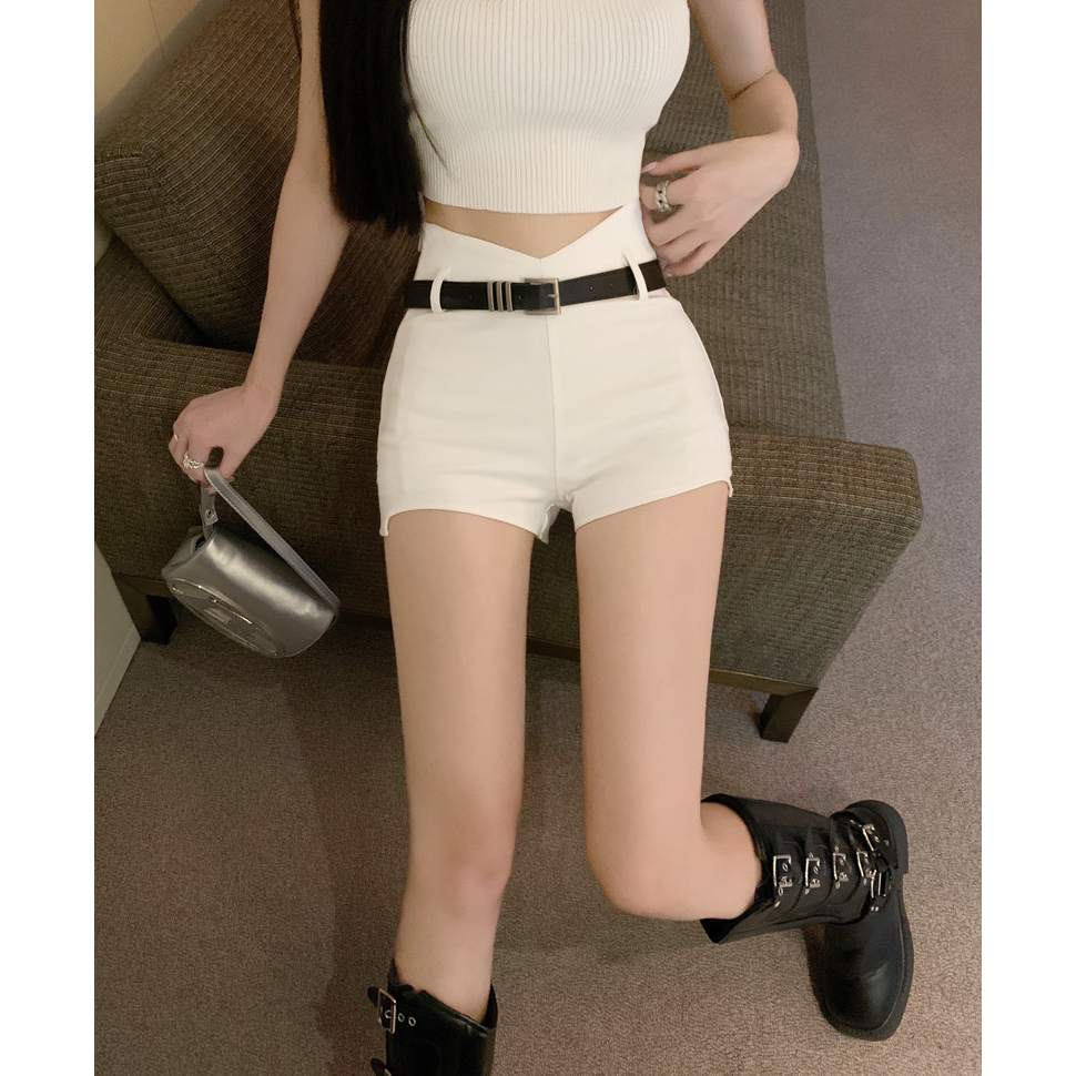 Cocory vn Quần Short Lưng Cao Dáng Ôm (+ Thắt Lưng) Quyến Rũ Cho Nữ