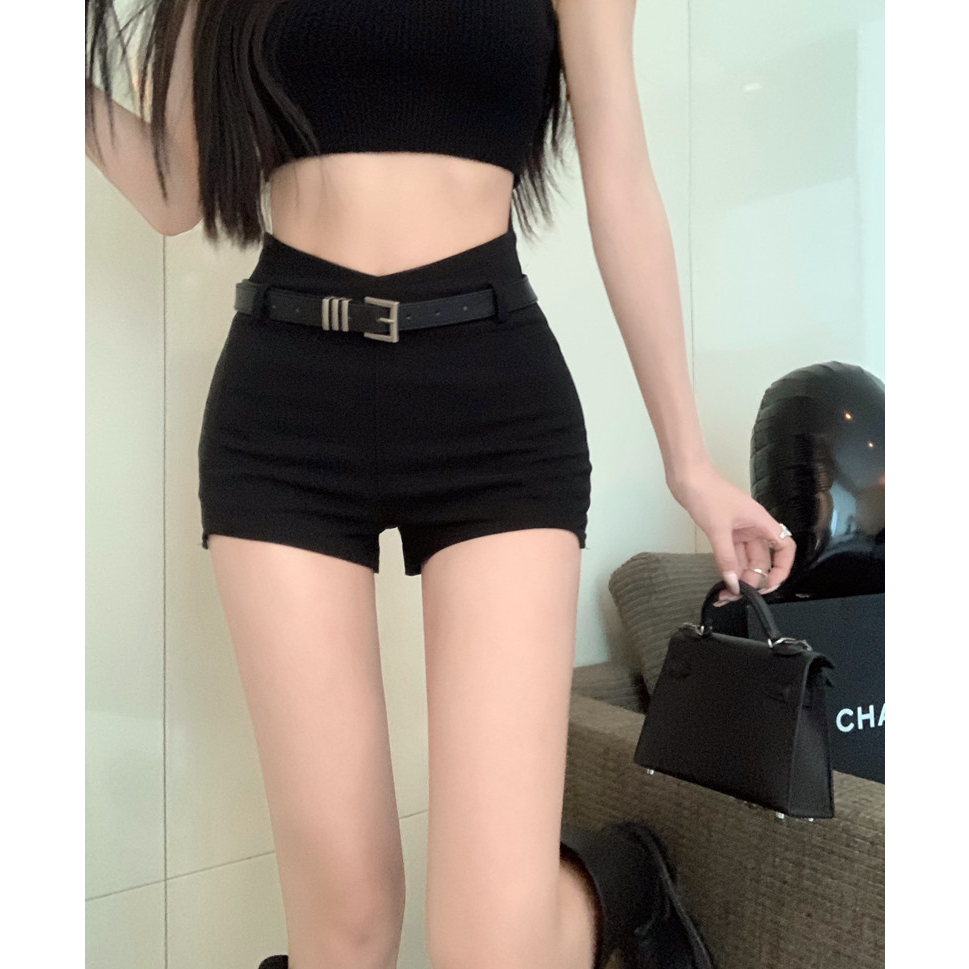 Cocory vn Quần Short Lưng Cao Dáng Ôm (+ Thắt Lưng) Quyến Rũ Cho Nữ