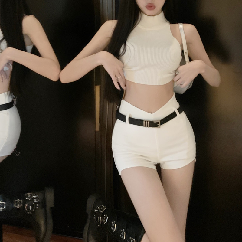 Cocory vn Quần Short Lưng Cao Dáng Ôm (+ Thắt Lưng) Quyến Rũ Cho Nữ