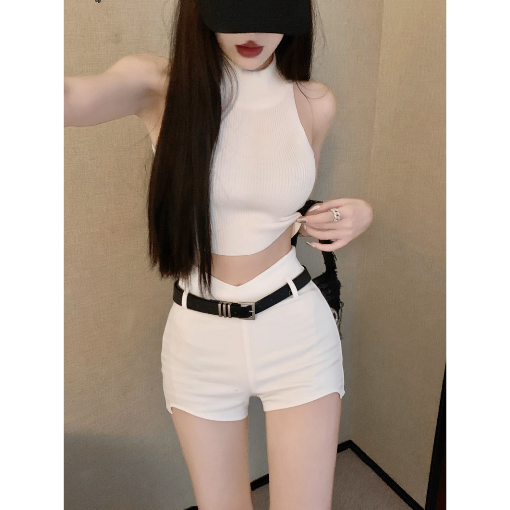 Cocory vn Quần Short Lưng Cao Dáng Ôm (+ Thắt Lưng) Quyến Rũ Cho Nữ