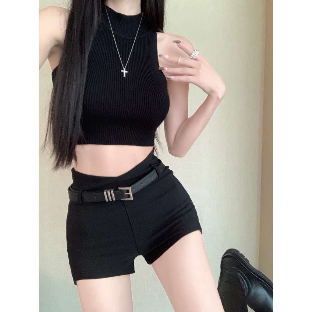 Cocory vn Quần Short Lưng Cao Dáng Ôm (+ Thắt Lưng) Quyến Rũ Cho Nữ