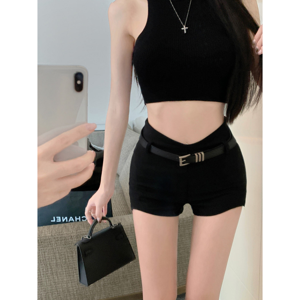 Cocory vn Quần Short Lưng Cao Dáng Ôm (+ Thắt Lưng) Quyến Rũ Cho Nữ