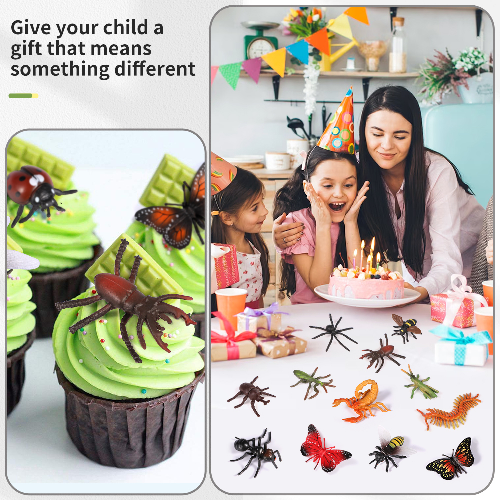 Bộ Mô Hình Côn Trùng Mini Hoang Dã Bướm Bọ Cạp Cicada Thằn Lằn Đồ Chơi Giáo Dục Halloween Cho Trẻ Em