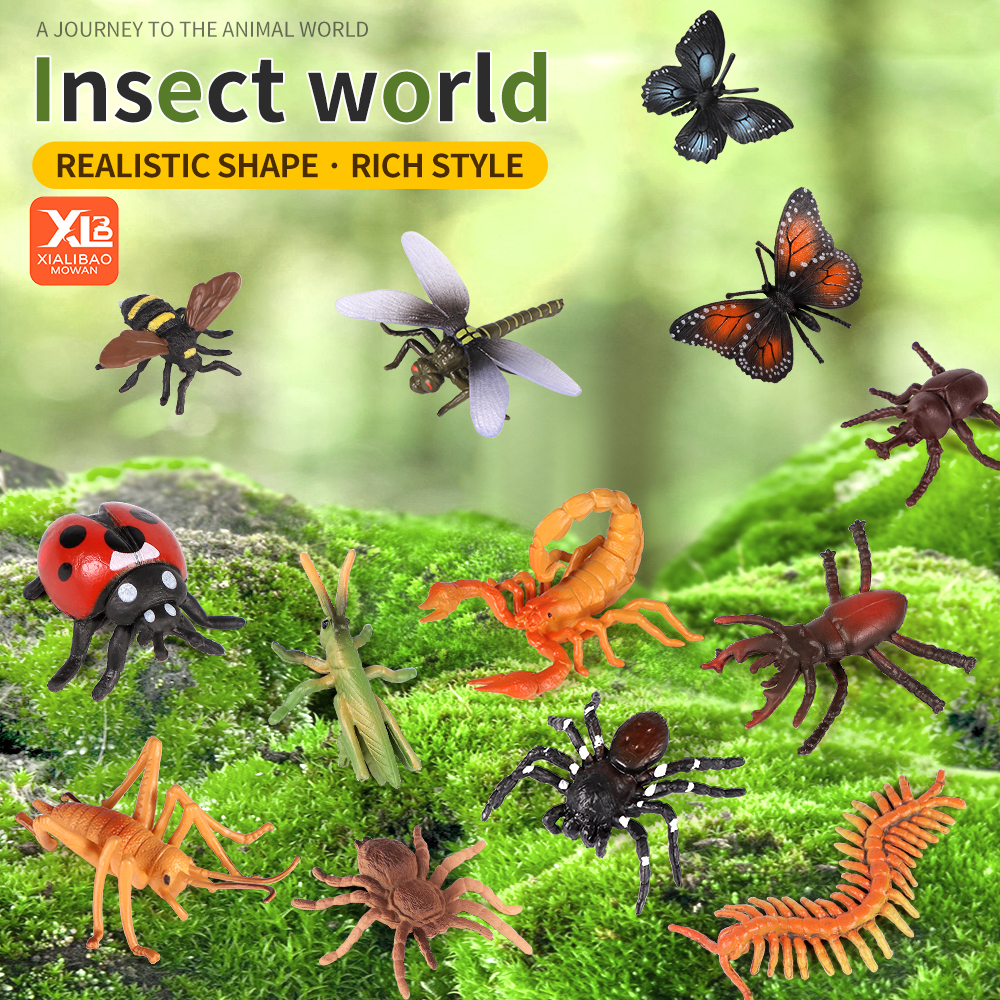 Bộ Mô Hình Côn Trùng Mini Hoang Dã Bướm Bọ Cạp Cicada Thằn Lằn Đồ Chơi Giáo Dục Halloween Cho Trẻ Em