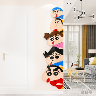 Crayon Little Shin Cartoon Door Sticker Nhật Bản Anime Nổi Mica Vẽ Phòng ngủ Phòng khách Trang trí tường trẻ em Phòng tường Sticker Che mặt