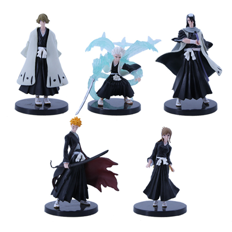 Bộ 5 Mô Hình Nhân Vật Kurosaki Ichigo Kuchiki Rukia Hitsugaya Toushirou Urahara Kisuke 12cm Bằng PVC