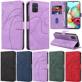 Ốp Điện Thoại Da PU Mềm Kiểu Ví Đế Lật Sọc Sang Trọng Cho Samsung Galaxy A21 A31 A41 A51 A71 A02S A03S A03 Core