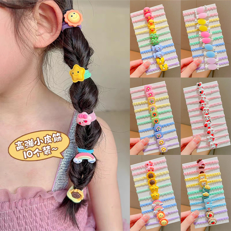 10 Dây Buộc Tóc Cao Su Đàn Hồi Cao Hình Hoạt Hình Dễ Thương Cho Bé