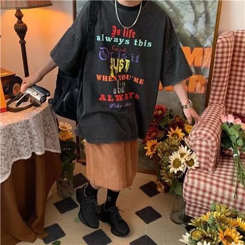 Áo Thun Tay Ngắn Dáng Rộng In Họa Tiết Đơn Giản Thời Trang Mùa Hè Cho Nam