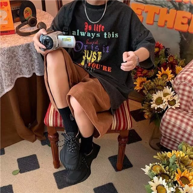 Áo Thun Tay Ngắn Dáng Rộng In Họa Tiết Đơn Giản Thời Trang Mùa Hè Cho Nam