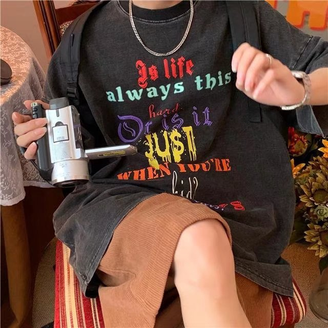 Áo Thun Tay Ngắn Dáng Rộng In Họa Tiết Đơn Giản Thời Trang Mùa Hè Cho Nam