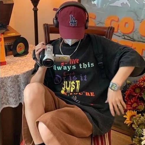 Áo Thun Tay Ngắn Dáng Rộng In Họa Tiết Đơn Giản Thời Trang Mùa Hè Cho Nam