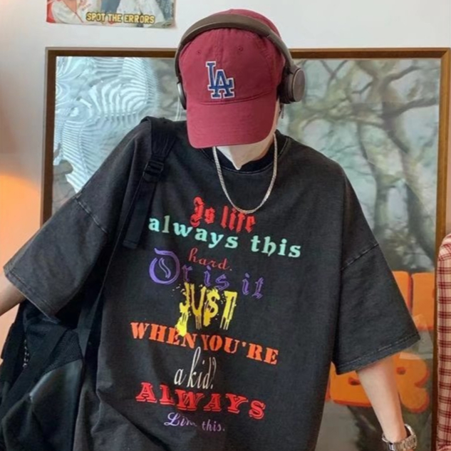 Áo Thun Tay Ngắn Dáng Rộng In Họa Tiết Đơn Giản Thời Trang Mùa Hè Cho Nam