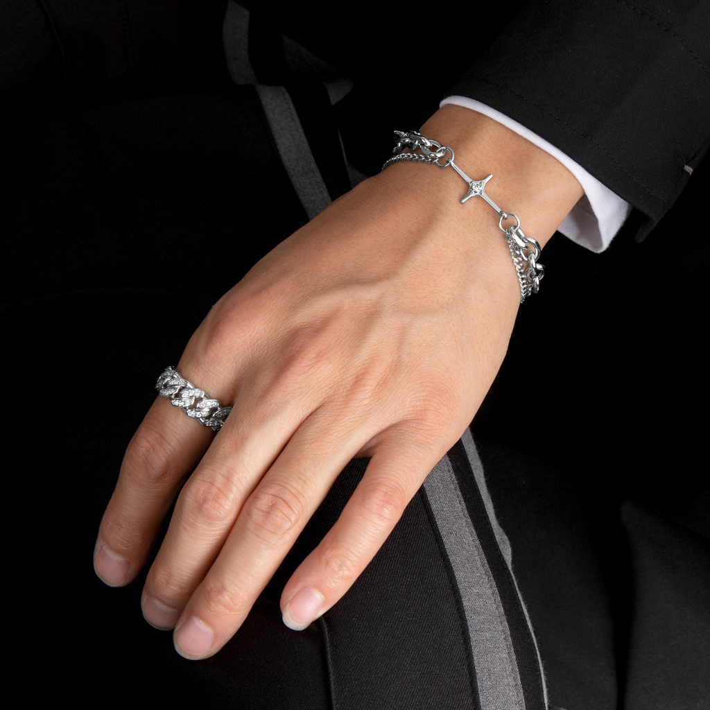 Vòng Tay Thép Titan Phong Cách Hip Hop Punk Cho Cặp Đôi