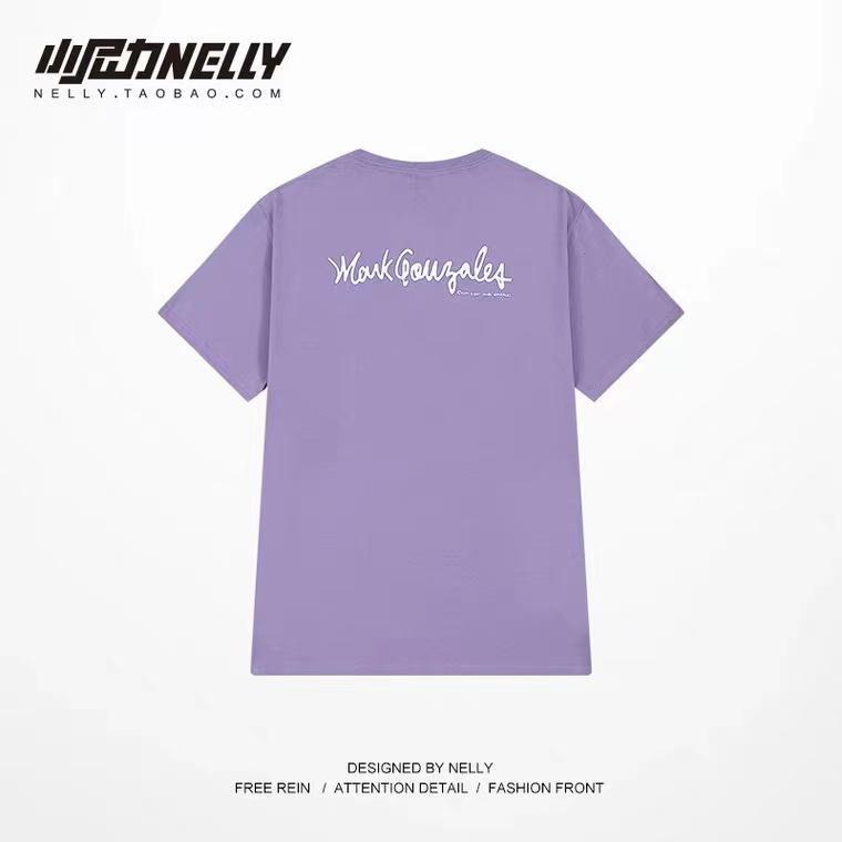 NELLY Áo Thun Cotton Tay Ngắn Dáng Rộng Thời Trang Unisex Cho Nam Và Nữ 9471