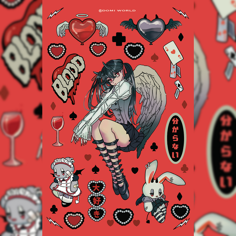 Phim hoạt hình domi hàn quốc ngọt ngào cô gái mát mẻ nhân vật sticker tài khoản tay vỏ điện thoại tự làm nhãn dán trang trí